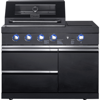 Pure - Fritstående gasgrill med 4 blus og infrarød sidebrænder - Sort