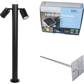 Stående udendørslampe sort 45 cm IP44 justerbar 2-lys - Duo