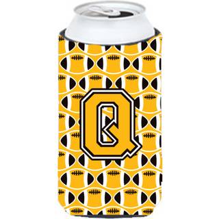 """" Brev Q Fodbold sort gammel guld og hvid høj dreng drikkevarer isolator hugger cj1080-qtbc """"