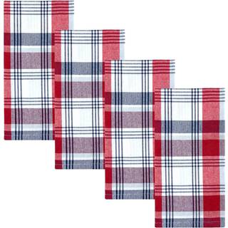 Hjem Bargains Plus Americana Square Fabric servietter sæt af 4 servietter patriotisk fest rød hvid og blå plaid stof servietter buffet spisning
