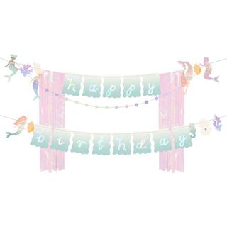 Havfrue Fødselsdagsbanner farverigt papir 130x100 cm – Skab magisk undervandseventyr