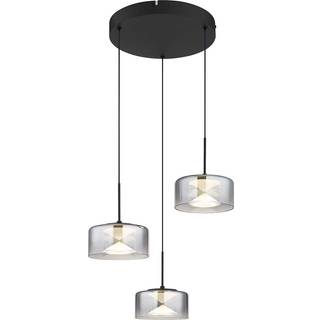 Belinda LED-hængelampe, Ø 40 cm, røggrå, 3 lyskilder, glas