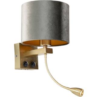 Wandlamp brons met velours kap groen 18cm - Brescia