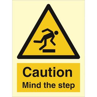 Caution Mind the step - Efterlysende plast HI150 - 200 x 150 mm