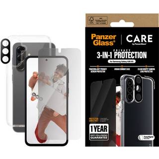 Samsung Galaxy A56 (5G) - CARE by PanzerGlass 3-i-1 FLAGSHIP Bundle - Cover / Privacy Skærmbeskyttelse (UWF) / Kamerabeskyttelse - Gennemsigtig / Sort