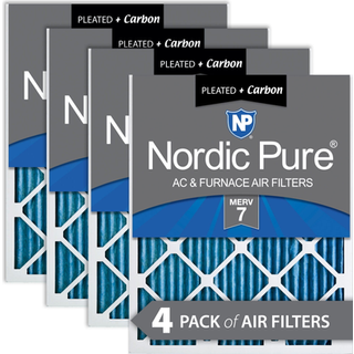 Nordic Pure 16x25x1 15_1/2 x 24_1/2 x 3/4) Plisserede luftfiltre Merv 7 Plus Carbon 4 Pack