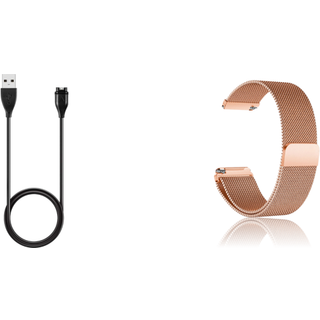 Garmin Vivomove 3/3S, Vivoactive 4/4S, 45mm Opladerkabel & Rosa Cuneo Rem Pakke