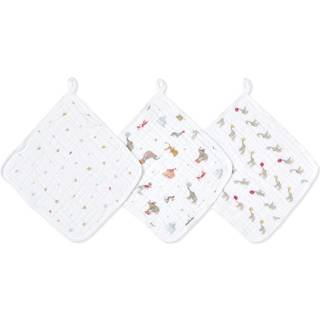 Aden + Anais aden + anais White Essentials 100% Cotton Muslin Elephant Circus Washcloth 3 Pack