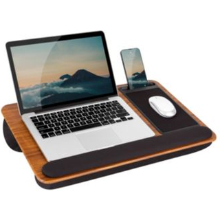 Lapgear Home Office Pro Lap Desk med h?ndledsst?tte Muspude og telefonholder - Espresso Woodgrain - Passer op til 15,6 tommer b?rbare computere -