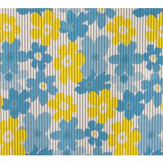 Skridsikker bademåtte - På metermål - Hvid med blomster - 65 cm bred - Multifunktionsmåtte til vådrum