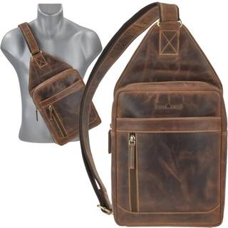Crossbody Bag Leder 21x41cm "Vintage" antikbraun | 1529-25