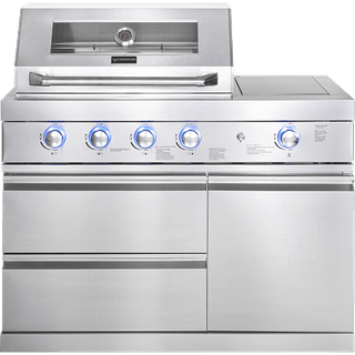 Pure - Fritstående gasgrill med 4 blus og infrarød sidebrænder - Rustfri