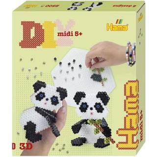 Hama Midi 3D Panda sæt - æske med 2500 perler og perleplade