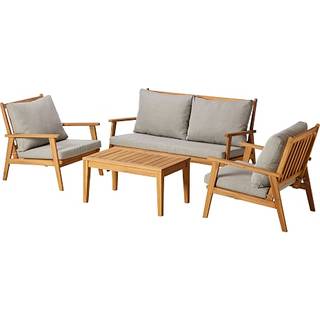 Zamora loungesæt med bord, sofa og 2 stole - natur (På lager i varehus)