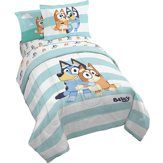Jay Franco Bluey & Bingo 7 Stykke i fuld st?rrelse seng - Inkluderer dyne & ark s?t - Super Soft Kids Bedding Fade Resistent Microfiber (Official