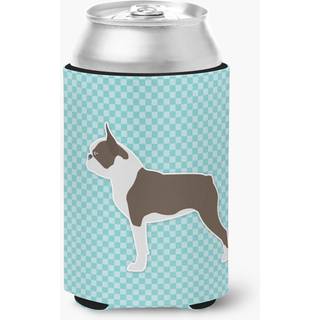 """" Caroline's Treasures Boston Terrier Checkerboard Blue Can eller flaske Hugger BB3744CC kan hugger flerfarvet """"