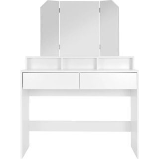 Påklædningsbord med 3-styks foldespejl 100x40x140 cm hvid spånplade ML-Design