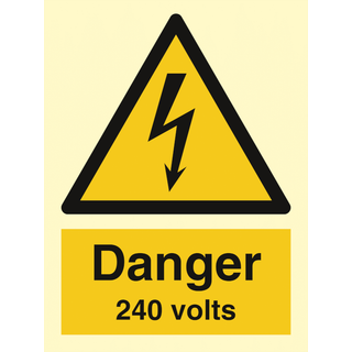 Danger 240 Volts - Efterlysende Vinyl HI150 - 200 x 150 mm