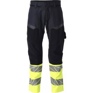 MASCOT® Bukser med knælommer Mørk Marine/Hi-Vis Gul 21479-281-01017 76C54