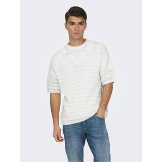 ONLY & SONS Grayson SS Chocket Knit Polo Cloud Dancer
