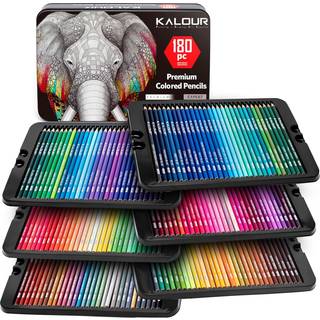 Kalour 180 farvet blyant s?t til voksne kunstnere - Rich Pigment Soft Core -12 Metallisk blyant - Ideel til farvel?gning Skitsering Shading Bland