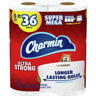 Charmin Ultra Strong toiletpapir 6 Super Mega Rolls = 36 Regelm?ssige ruller