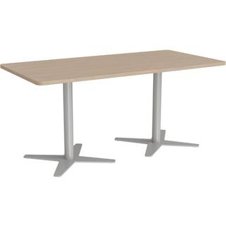 Mødebord DNA, Lys eg 1600x800 mm rektangulær, Alugråt understel