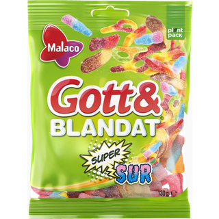 Malaco 3 x Godt &amp; Blandet Supersure Vingummier 130 g