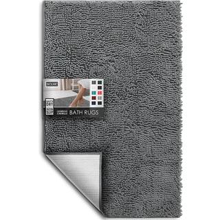 Hearth & Harbour Badev?relset t?ppe s?t 2 stykker Chenille - Gr? hurtig t?r skridsikre maskine vaskbar - badem?tst?rrelse 17x24 20x32 inches