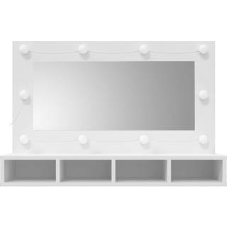 spejlskab med LED-lys 90x31,5x62 cm hvid