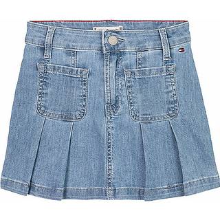 Pleated Denim Mini Skirt