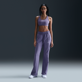 Maskinstrikkede Nike Windrunner-bukser med mellemhøj talje og slank pasform til kvinder - lilla - S (EU 36-38)