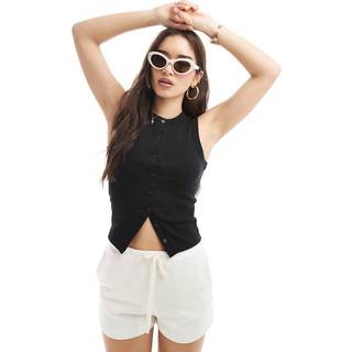 Cotton On Cotton On Black Charlie Button Front Waistcoat Vest