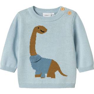 Name It Strikbluse Celestial Blå Med Dino
