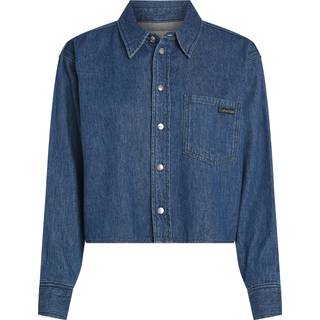 Cropped Denim Dad Shirt - Denim - XL