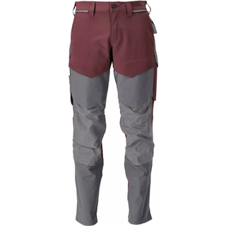 Mascot Customized Arbejdsbukser full stretch med knælommer i bordeaux/stengrå - Str. 76C50