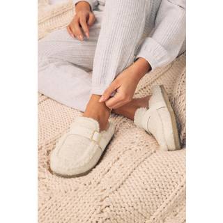 Next Oatmeal Borg Buckle Mule Slippers