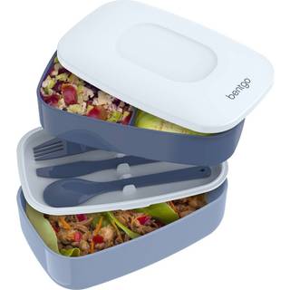 Bentgo Classic-Voksen Bento Box All-in-One Stackable Lunch Box Container med 3 rum plastikredskaber og nylonforsegling Strap BPA Free Food Contai
