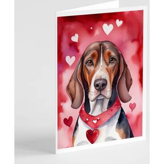 Caroline's Treasures DAC5262GCA7P American English Coonhound My Valentine lykønskningskortpakke med 8 blanke kort med konvolutter, finurlig A7 -s