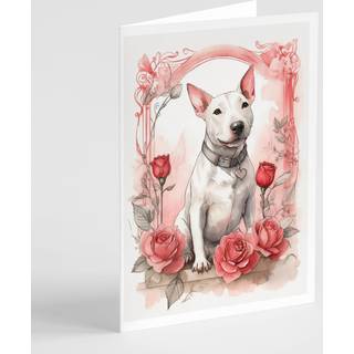 Caroline's Treasures DAC4390GCA7P Bull Terrier Valentine Roses lykønskningskort Pakke med 8 blanke kort med konvolutter, finurlig A7 -størrelse 5