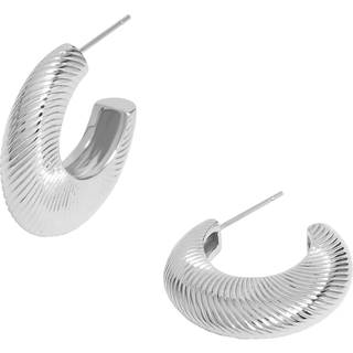 Jon Richard Jon Richard Silver Tone Diamond Cut Hoop Earrings