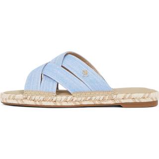 Chambray Crossover Espadrille Mules