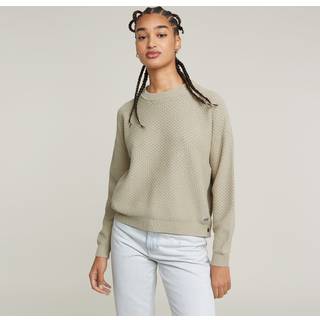 Overdyed Structure Knitted Sweater - Beige - Women