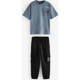 Next Grey/Blue Utility 100% Cotton Short Sleeve T-Shirt and Joggers Set (3-16yrs)