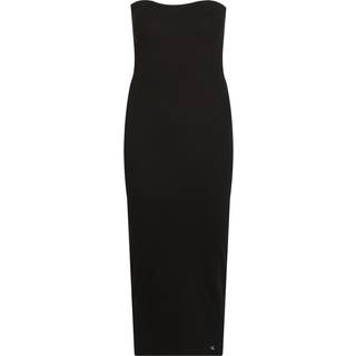 Ribbed Cotton Strapless Dress - Black - XS