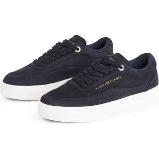 Leather Metallic Logo Court Trainers