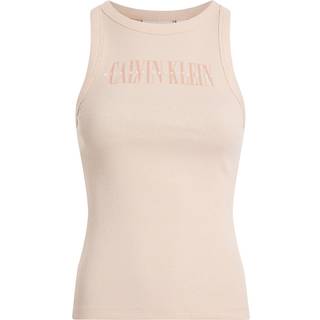 Ribbed Cotton Logo Tank Top - Beige - XS