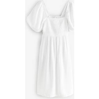 Next White Puff Sleeve Off Shoulder Midi Dress