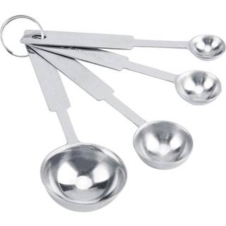 Måling af rustfrit stål Sæt på 4 stykke inklusive 1/10 tsk 1/2 tsk 1 tsk 1 spsk til måling af tørre og flydende ingredienser