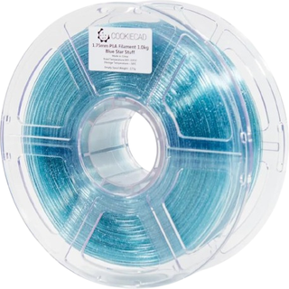 Cookiecad pla filament 1,75 mm 1 kg glitter gennemsigtig 3D -printer filament - blå stjerne ting pla